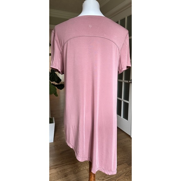 Lululemon Tunic Shirt Pink V-Neck Short Sleeve Side Slit Size 10 (Tag Missing) - Picture 4 of 7
